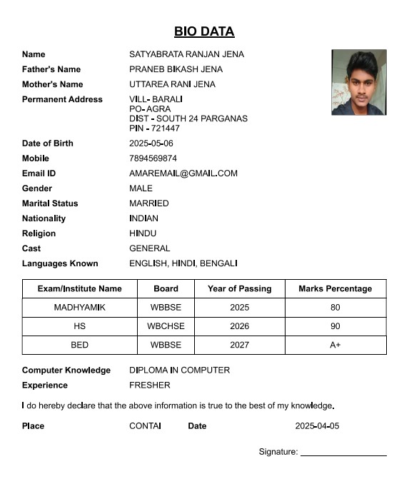 Biodata maker